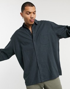Очень свободная фланелевая рубашка серого цвета ASOS DESIGN-Серый