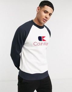 Свитшот с логотипом и рукавами реглан Calvin Klein-Темно-синий