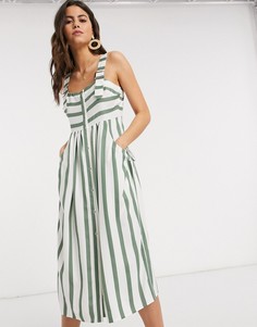 Сарафан миди в полоску с пряжками ASOS DESIGN-Мульти
