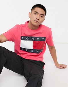 Розовая выбеленная футболка с логотипом Tommy Jeans-Розовый