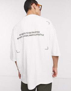 Плотная oversized-футболка с вышивкой на спине ASOS DESIGN-Белый