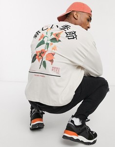 Oversized-лонгслив с карманом в стиле MA1 и вышивкой на груди и спине ASOS DESIGN-Серый