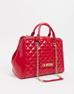 Красная стеганая сумка на плечо Love Moschino-Красный
