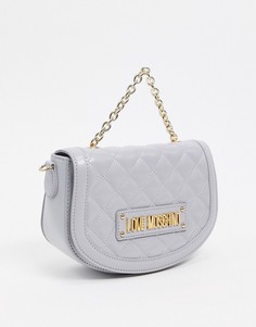 Серая стеганая сумка через плечо Love Moschino-Серый