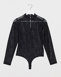 Черное кружевное боди Vero Moda-Черный