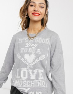 Свитшот с надписью и логотипом Love Moschino-Розовый