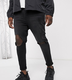 Черные джинсы стретч с напылением и рваной отделкой ASOS DESIGN Plus-Черный