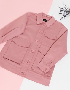 Атласная куртка от комплекта в стиле милитари Selected-Розовый