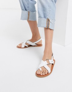 Белые кожаные сандалии с петлей для большого пальца ASOS DESIGN-Белый