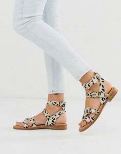 Кожаные сандалии с пряжками в стиле вестерн и принтом "далматинец" Bronx-Мульти