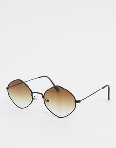 Черные солнцезащитные очки с коричневыми стеклами ASOS DESIGN-Мульти
