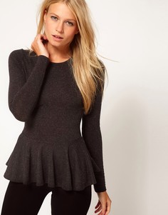 Фактурный топ с баской ASOS-Серый