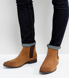 Светло-коричневые ботинки челси для широкой стопы из искусственной замши ASOS DESIGN-Светло-коричневый