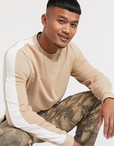 Бежевый свитшот с полосой по бокам ASOS DESIGN