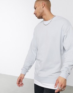 Светло-серый свитшот в стиле oversized с контрастной вставкой ASOS DESIGN-Фиолетовый