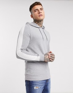 Серый обтягивающий худи с полосками по бокам ASOS DESIGN