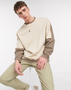 Бежевый двухслойный oversized-свитшот ASOS DESIGN