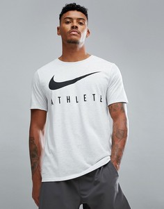 Белая меланжевая футболка Nike Training Dri-FIT athlete 739420-051-Серый