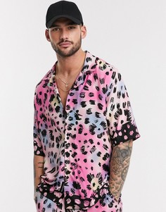Oversized-рубашка с гепардовым принтом от комплекта Native Youth-Розовый