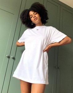 Белое платье-футболка в стиле oversized с логотипом Nike-Белый