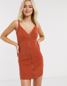 Трикотажное платье мини на молнии с отделкой в корсетном стиле ASOS DESIGN-Красный