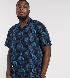 Темно-синяя рубашка с цветочным принтом и короткими рукавами Jack & Jones Premium-Темно-синий