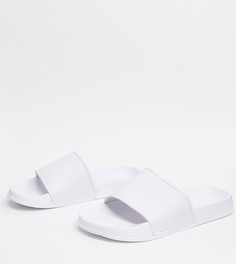 Белые шлепанцы для широкой стопы ASOS DESIGN-Белый