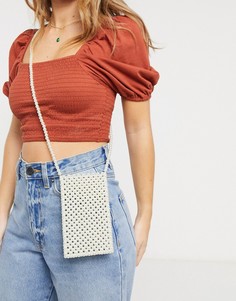 Сумочка для телефона с искусственным жемчугом French Connection-Кремовый