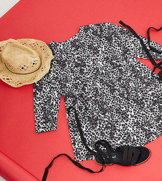 Свободное платье мини с леопардовым принтом ASOS DESIGN Petite-Мульти