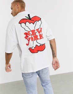 Длинная oversized-футболка с принтом ASOS DESIGN-Белый