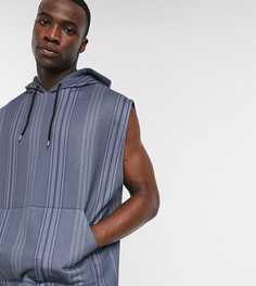 Худи темно-синего цвета в полоску без рукавов ASOS DESIGN Tall-Бежевый