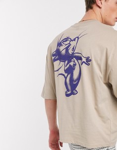 Oversized-футболка с принтом на спине ASOS DESIGN Tom and Jerry-Бежевый