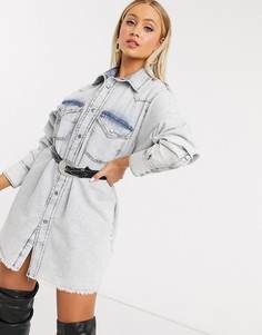 Голубая джинсовая oversized-рубашка ASOS DESIGN-Синий