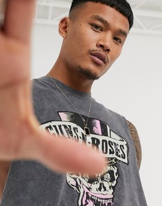Свободная футболка с эффектом кислотной стирки и принтом ASOS DESIGN-Черный