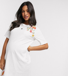 Белое платье-футболка мини с вышивкой ASOS DESIGN Maternity-Белый
