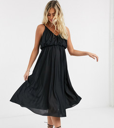 Черное платье миди на бретельках с глубоким вырезом ASOS DESIGN Maternity-Мульти