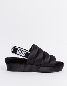 Черные пушистые слиперы UGG-Черный