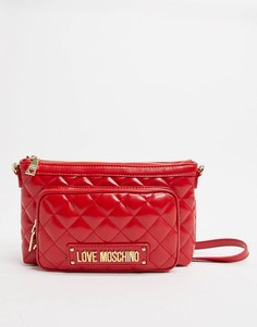 Красная стеганая сумка через плечо с передним карманом Love Moschino-Красный