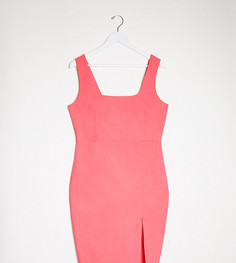 Розовое платье миди с квадратным вырезом Vesper Plus-Розовый