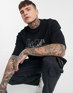 Черная плотная футболка с принтом ASOS DESIGN-Черный