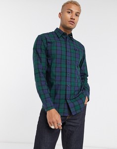 Зелено-синяя рубашка в клетку на пуговицах Fred Perry-Зеленый