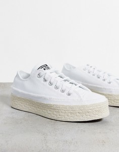 Белые кеды на платформе с отделкой в стиле эспадрилий Converse chuck taylor-Розовый