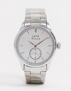 Серебристые наручные часы с черным циферблатом Jack Wills-Серебряный