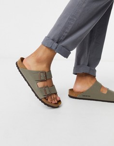 Светло-бежевые сандалии Birkenstock arizona birko-flor-Бежевый