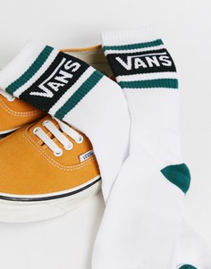 2 пары белых носков с зеленой отделкой Vans-Белый