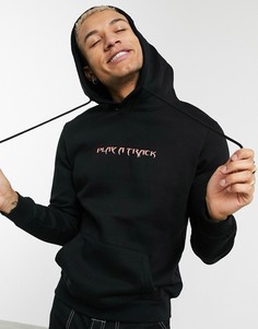 Черный худи с надписью "music" на спине Bershka Join Life