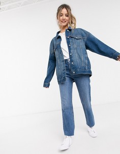 Джинсовая куртка в стиле oversized синего цвета ASOS DESIGN-Синий