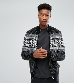 Черная спортивная куртка с узором Фэйр-Айл ASOS TALL-Черный