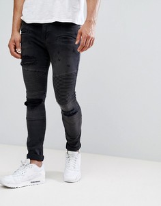 Супероблегающие джинсы в байкерском стиле ASOS DESIGN-Черный