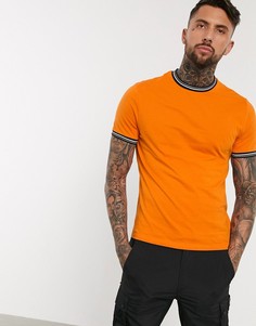 Оранжевая футболка из органического хлопка с контрастной отделкой ASOS DESIGN-Оранжевый